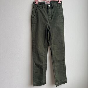 EVERLANE Jeans Women's 0 Green Cropped Straight Regular Cottage Casual Cali